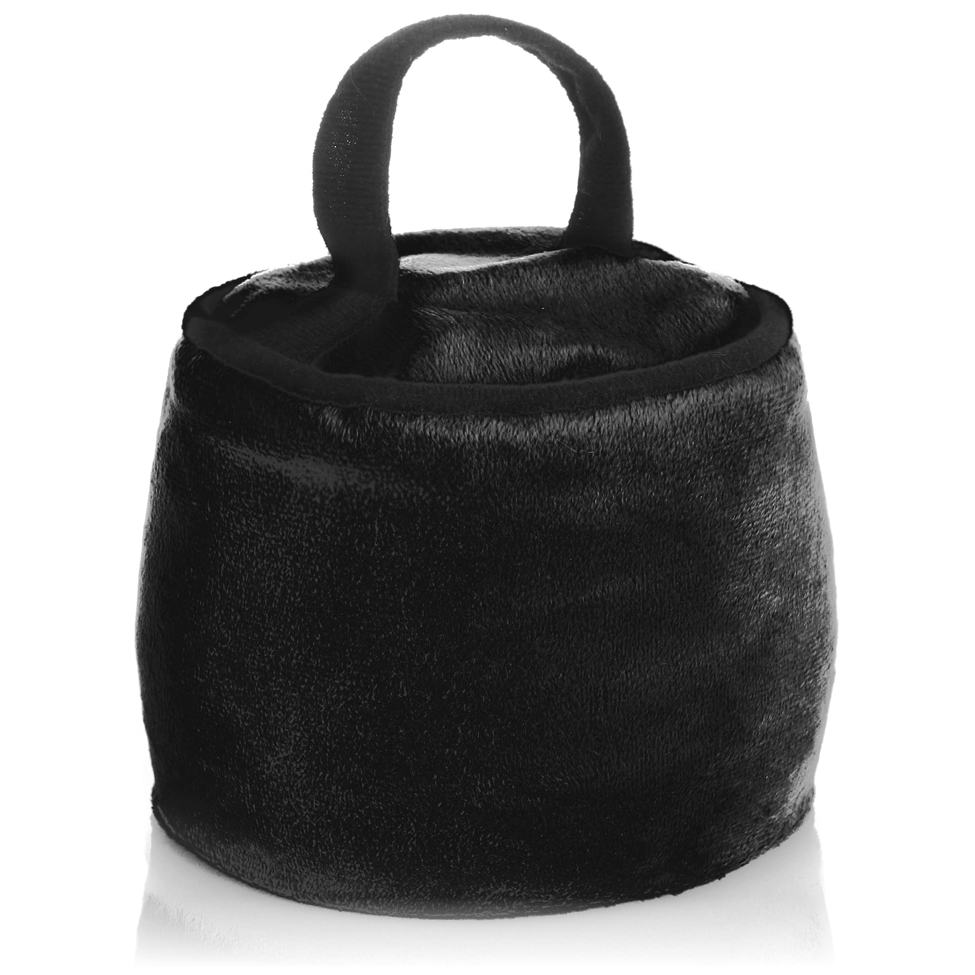 com-four® Türstopper mit Griff - extra schwer - 1,8 kg Türhalter mit verstärkten Nähten - funktionelles Wohnaccessoire - runder, weicher Bremsklotz für Fenster und Türen (Rund - schwarz)