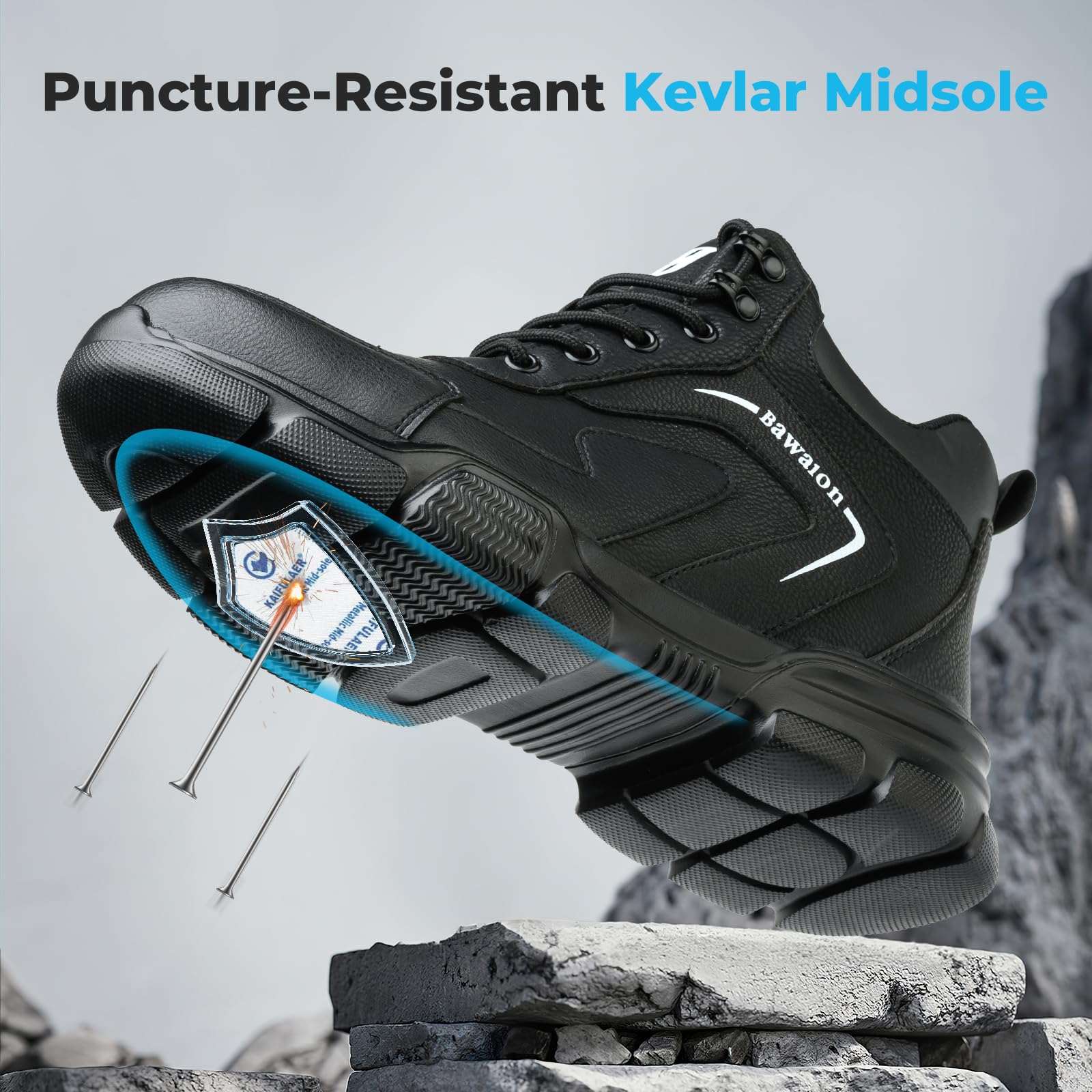 Nasogetch Scarpe Antinfortunistiche Uomo Donna Alte Scarpe da Lavoro Impermeabile Stivali da Lavoro Leggere Comode con Punta in Acciaio