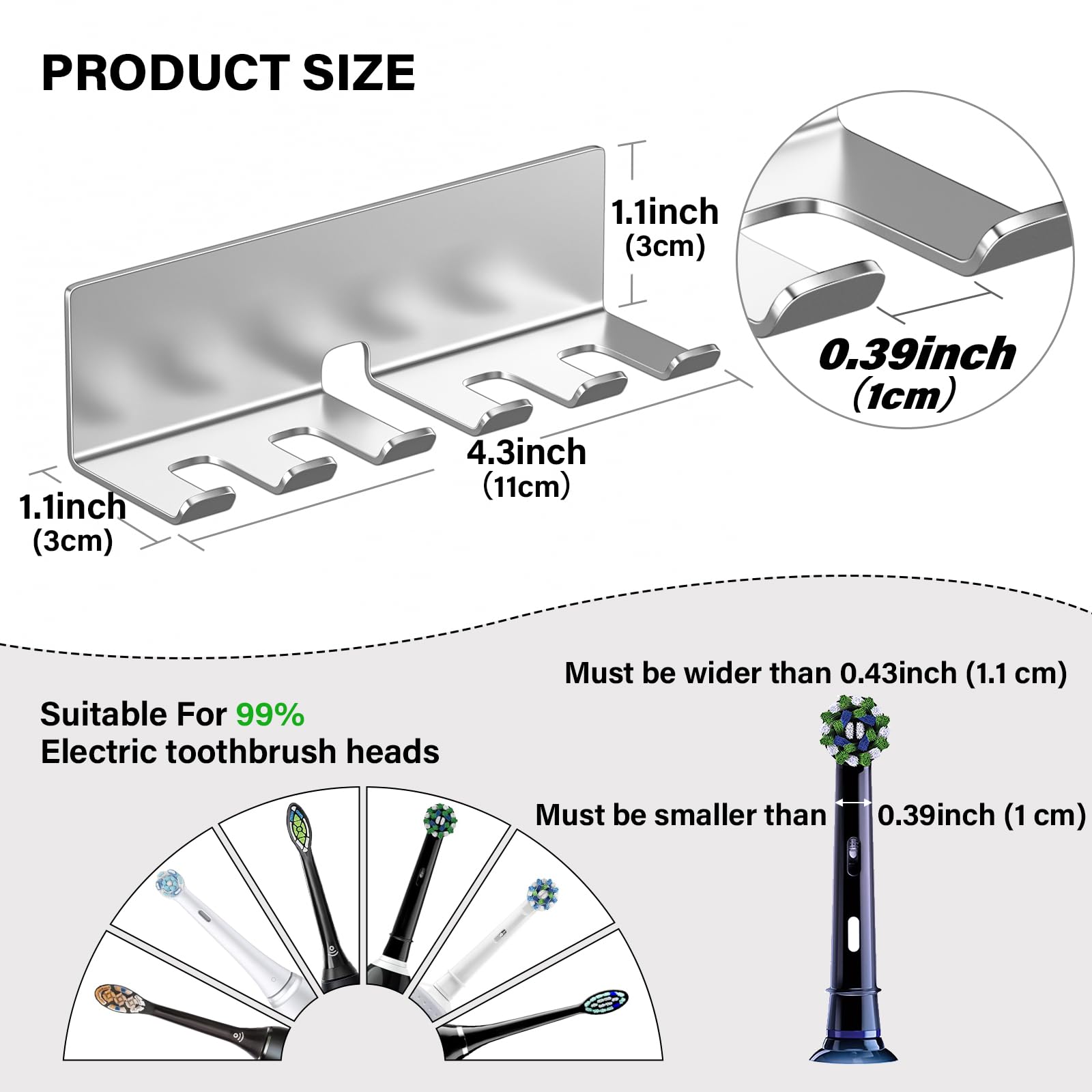 Soporte para Cepillo de Dientes eléctrico, Soporte para cepillos de Dientes para baños, Soporte para Cepillo de Dientes montado en la Pared, Soporte para Cabezal de Cepillo de Dientes de