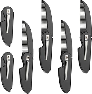 6Pcs Folding Mustache Combs for Men, Fine Teeth Plastic Pocket Beard Comb Multifunction Small Mustache Comb for Grooming Detangling Wedding Party Favor