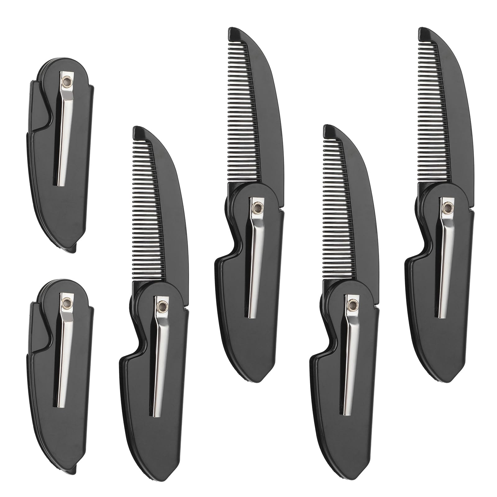 6Pcs Folding Mustache Combs for Men, Fine Teeth Plastic Pocket Beard Comb Multifunction Small Mustache Comb for Grooming Detangling Wedding Party Favor