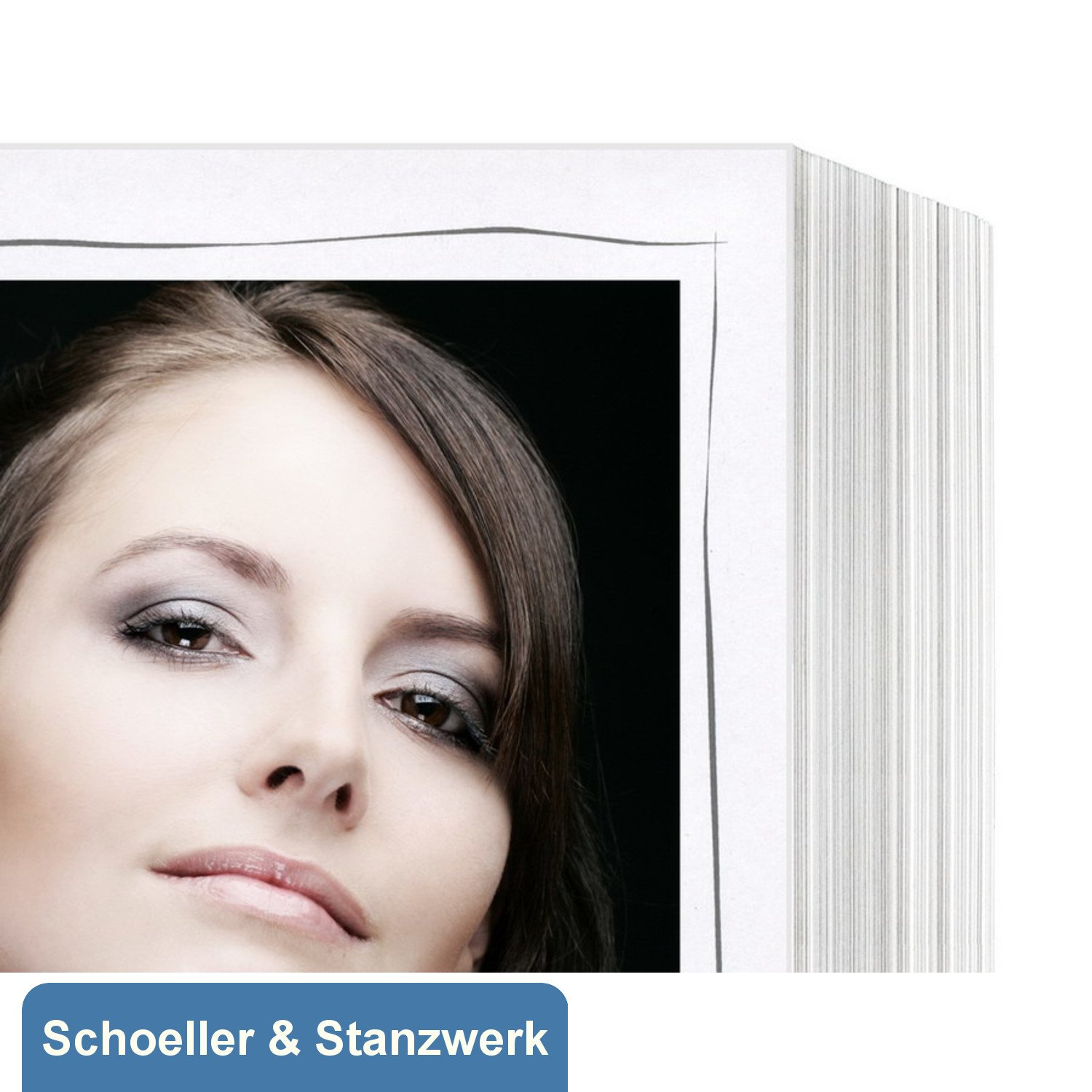 Schoeller & Stanzwerk© - 100 Stück Endlosleporellos für 13x18 cm Fotos Hochformat - weiß matt mit grauem Tuscherand