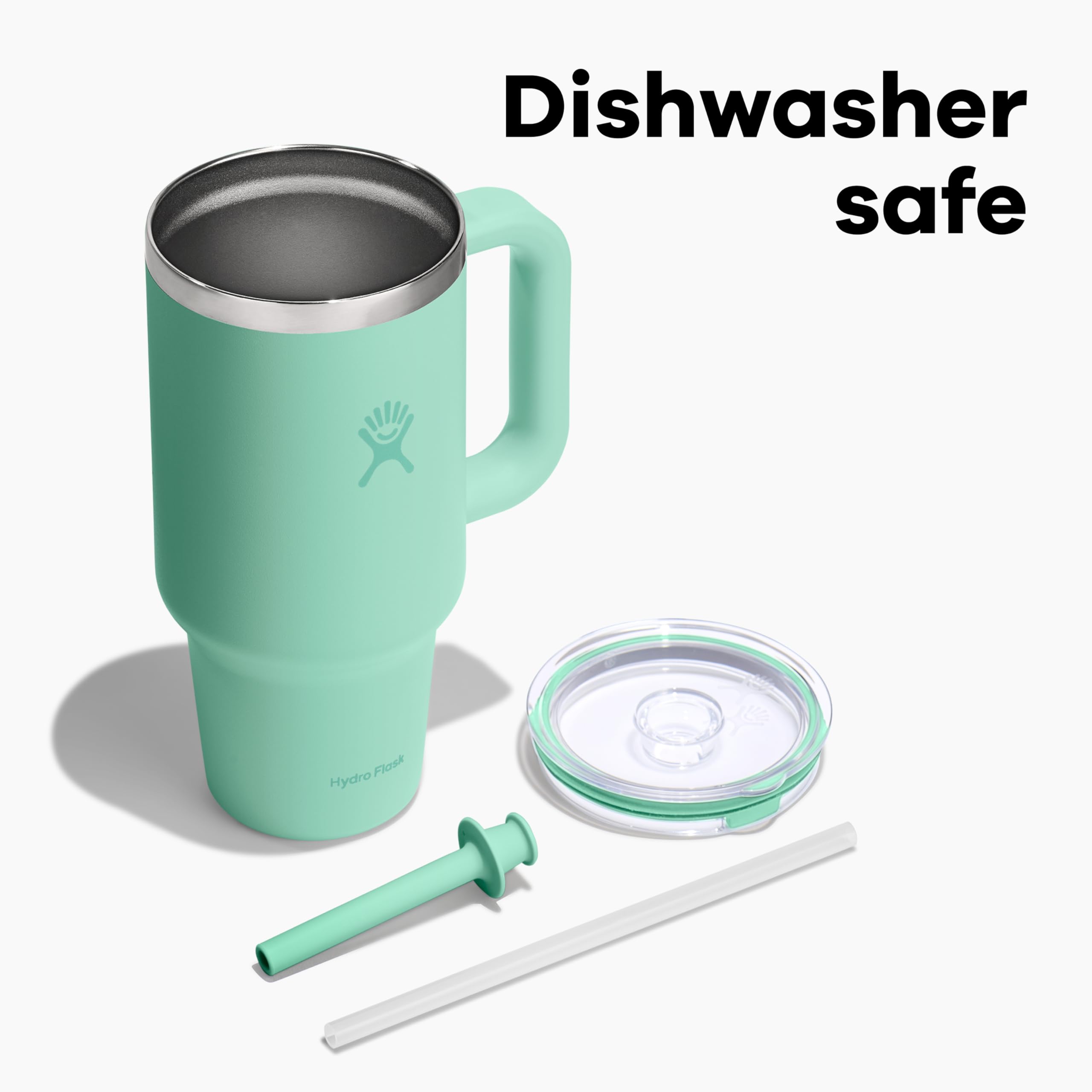 Hydro Flask Travel Tumbler with Handle, Clear Lid and Straw