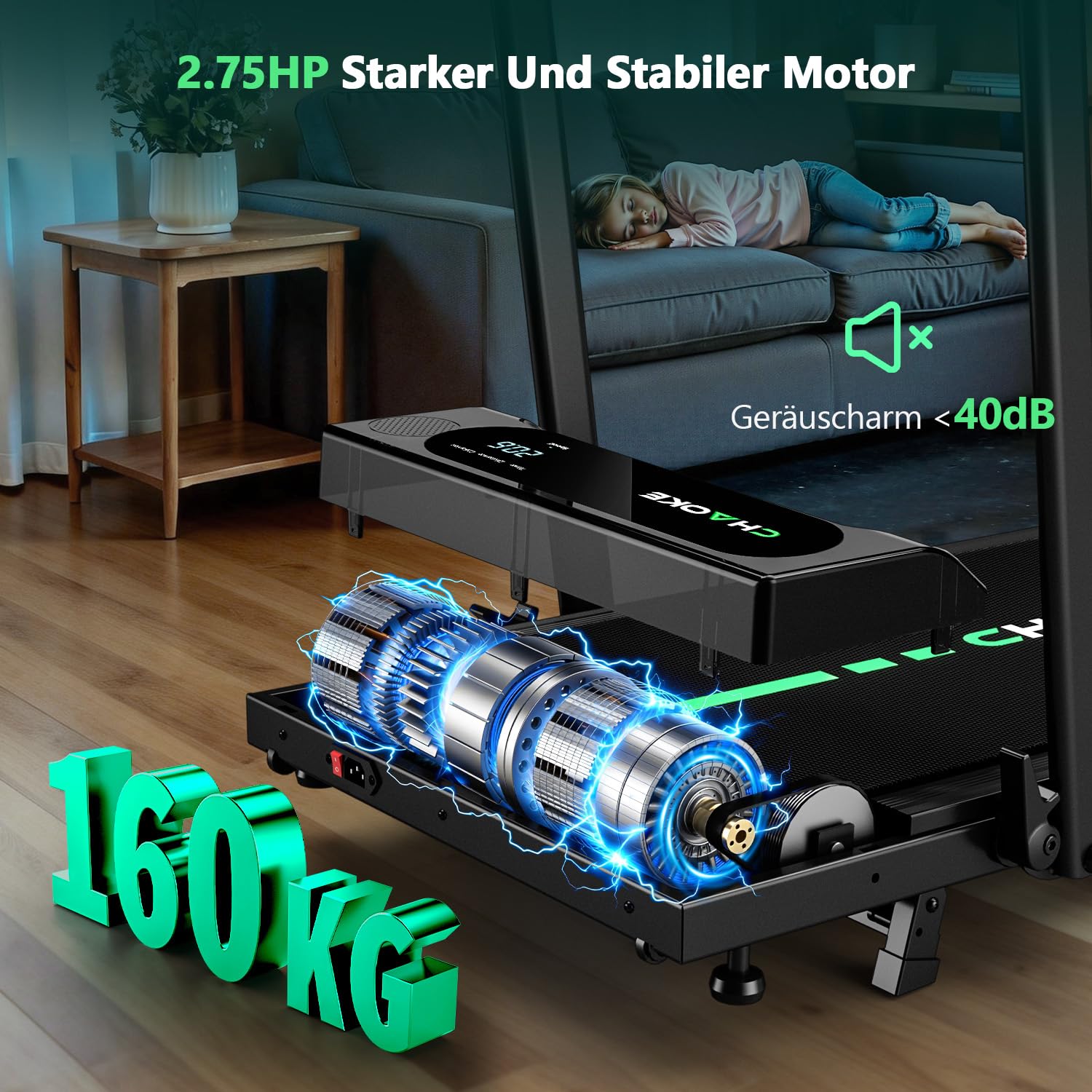 2026 Laufband für Zuhause mit App, Leises Laufband bis 12km/h mit Lautsprechern, 5-in-1 Walking Pad klappbar mit 2,75HP Motor, Treadmill mit 9% Steigung, LCD-Anzeige, Gelenkschonend, Bis 160KG