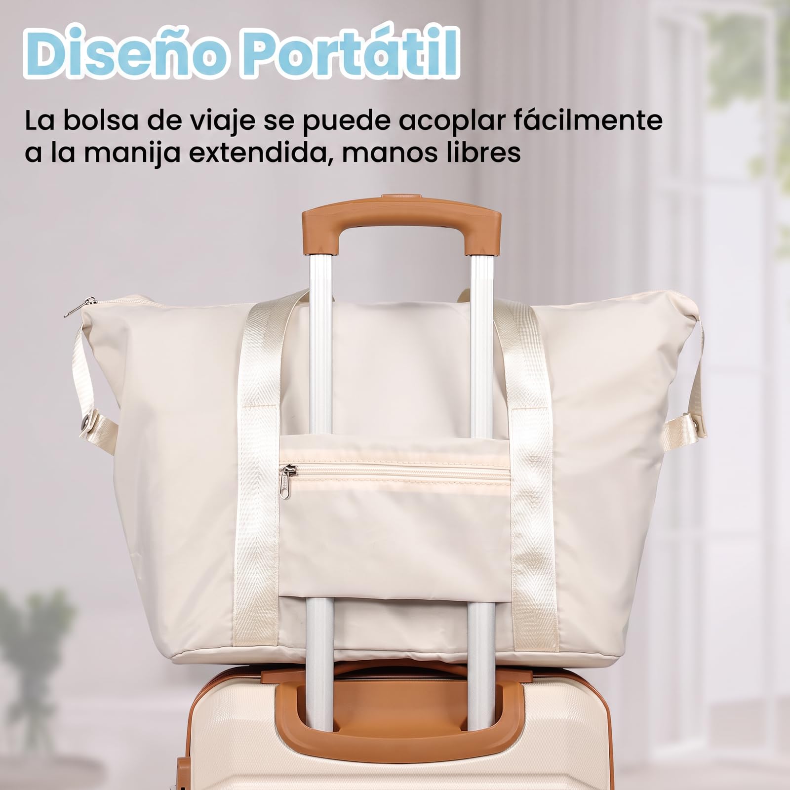 H.yeed Juego de Maletas de Viaje de 3 Piezas, Maleta de Cabina Rígida de ABS Ligera con 4 Ruedas Giratorias y Cerradura TSA, 21" + Bolsa de Viaje y Neceser, Blanco