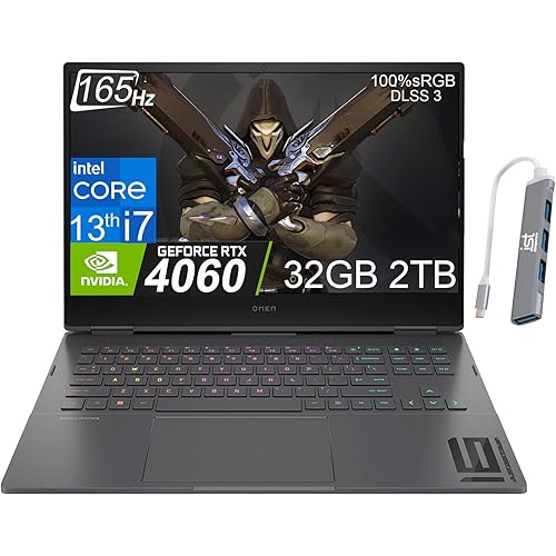 HP OMEN 16 16.1" FHD 165Hz Gaming Laptop (Intel 13th Gen Core i7-13700HX, 32G DDR5 RAM, 2TB SSD, Geforce RTX 4060 8GB) Backlit Gaming Laptop, WiFi 6E, IST Cable, Win11 Home - 2023, Mica silver