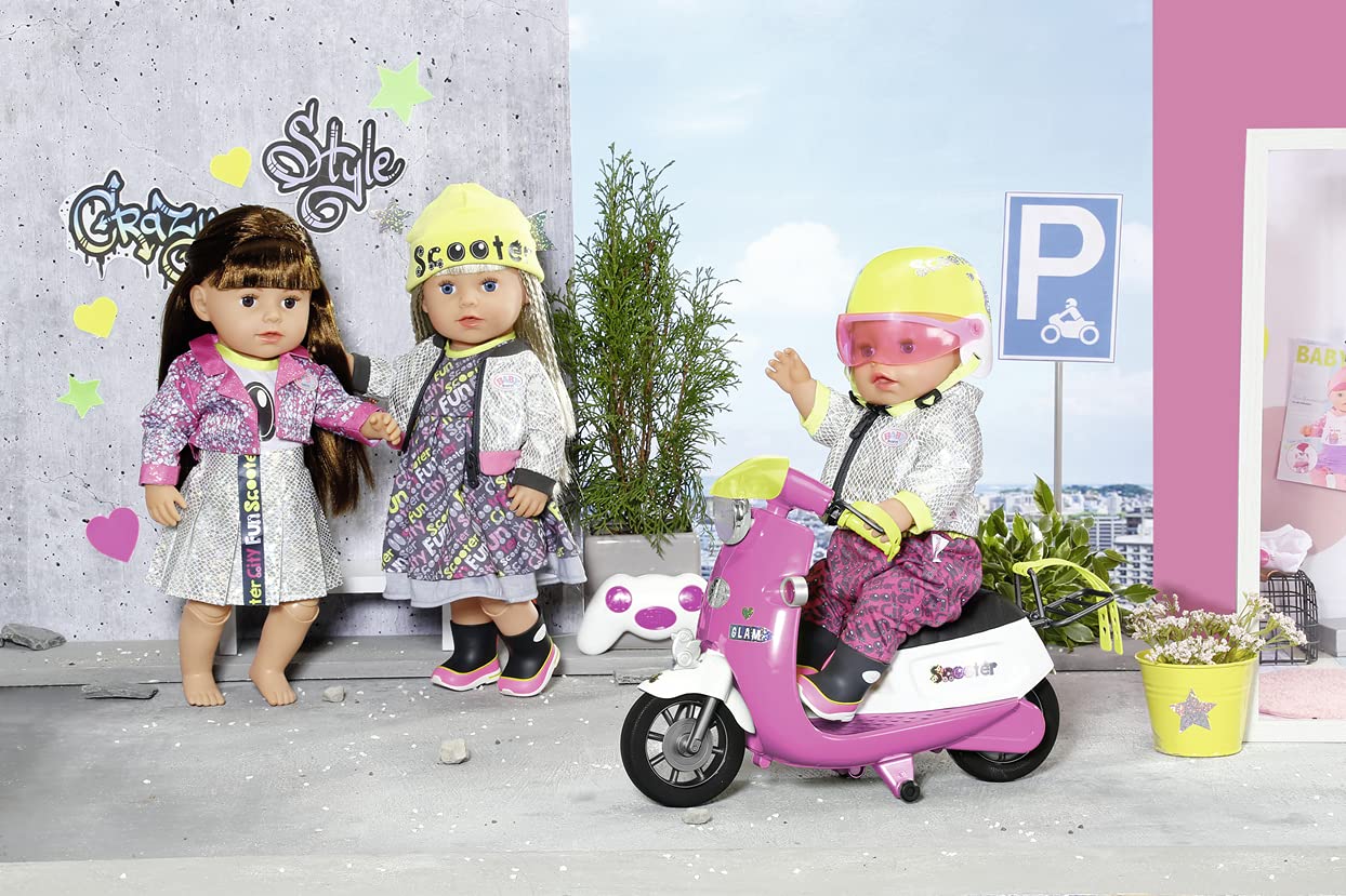BABY born City Deluxe Scooter Combo, strój dla lalek jednoczęściowy, kurtka i kozaki, 830215 Zapf Creation