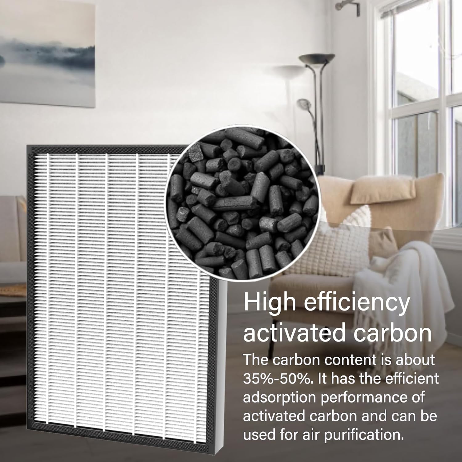 2 Set MPHELW-P339 Replacement Filter for HEAPETS P339 Air Purifier, 3-in-1, 2 Pack H13 True HEPA with High efficiency Activated carbon and 6 Pack Carbon Pre-Filter - Image 4