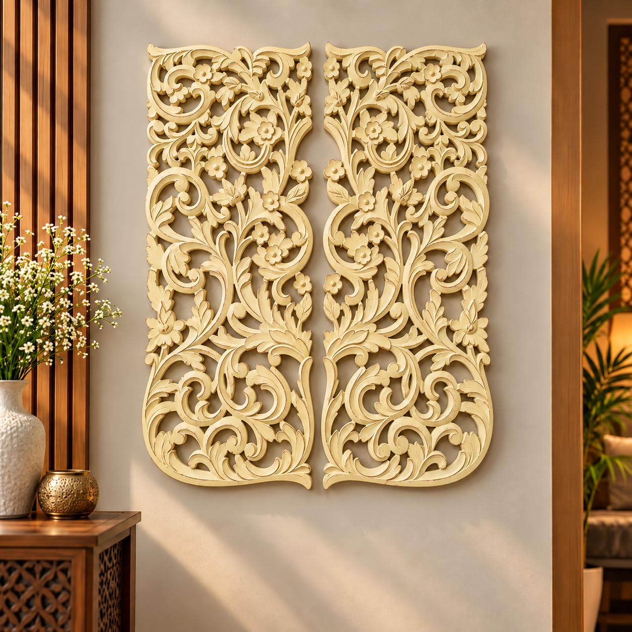 Floral MDF Wall Panel - Walnut Design -10