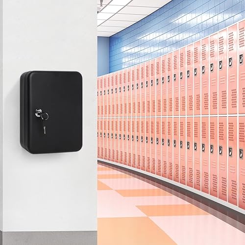 Miniatura 9 de Kasten Soporte de pared para gabinete de llaves con 24 ganchos para llaves, caja de almacenamiento de llaves de acero con bloqueo, 9.84 x 7.87 x