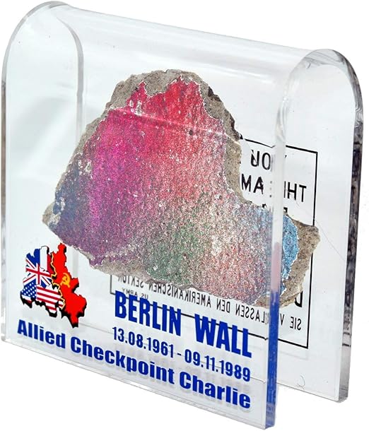 Original Piece of the Berlin Wall in Checkpoint Charlie Motive Souvenir in Acryl Glass