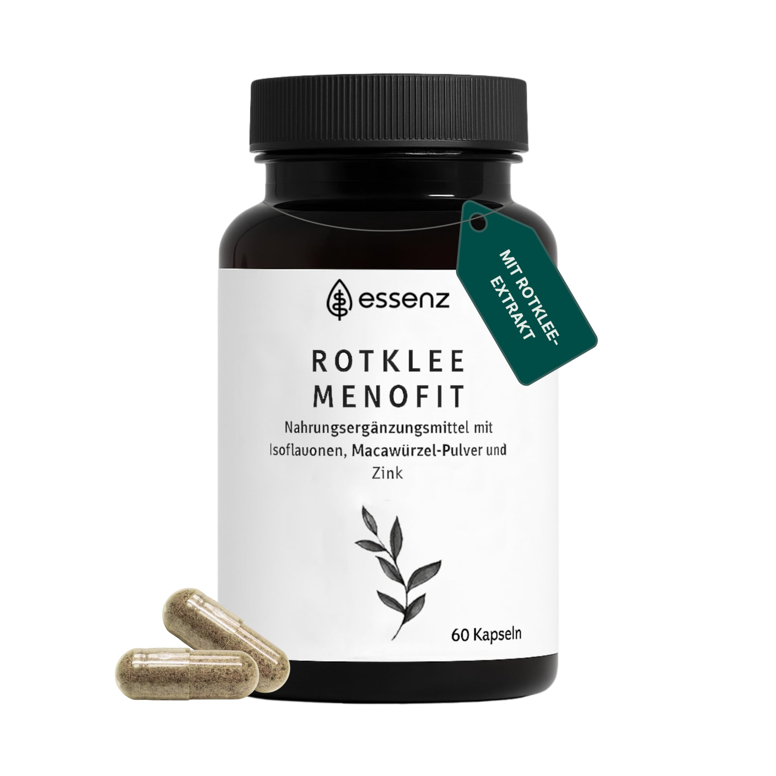 ESSENZ - Rotklee MenoFit Kapseln - Natürliche Kapseln mit Rotklee-Extrakt & Maca-Wurzel-Pulver. Zur Unterstützung des Wohlbefindens in den Wechseljahren