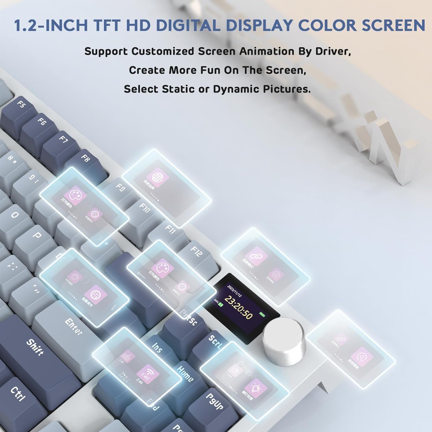 Teclado Gamer Mecanico Sem Fio RGB Attack Shark K86 com Tela