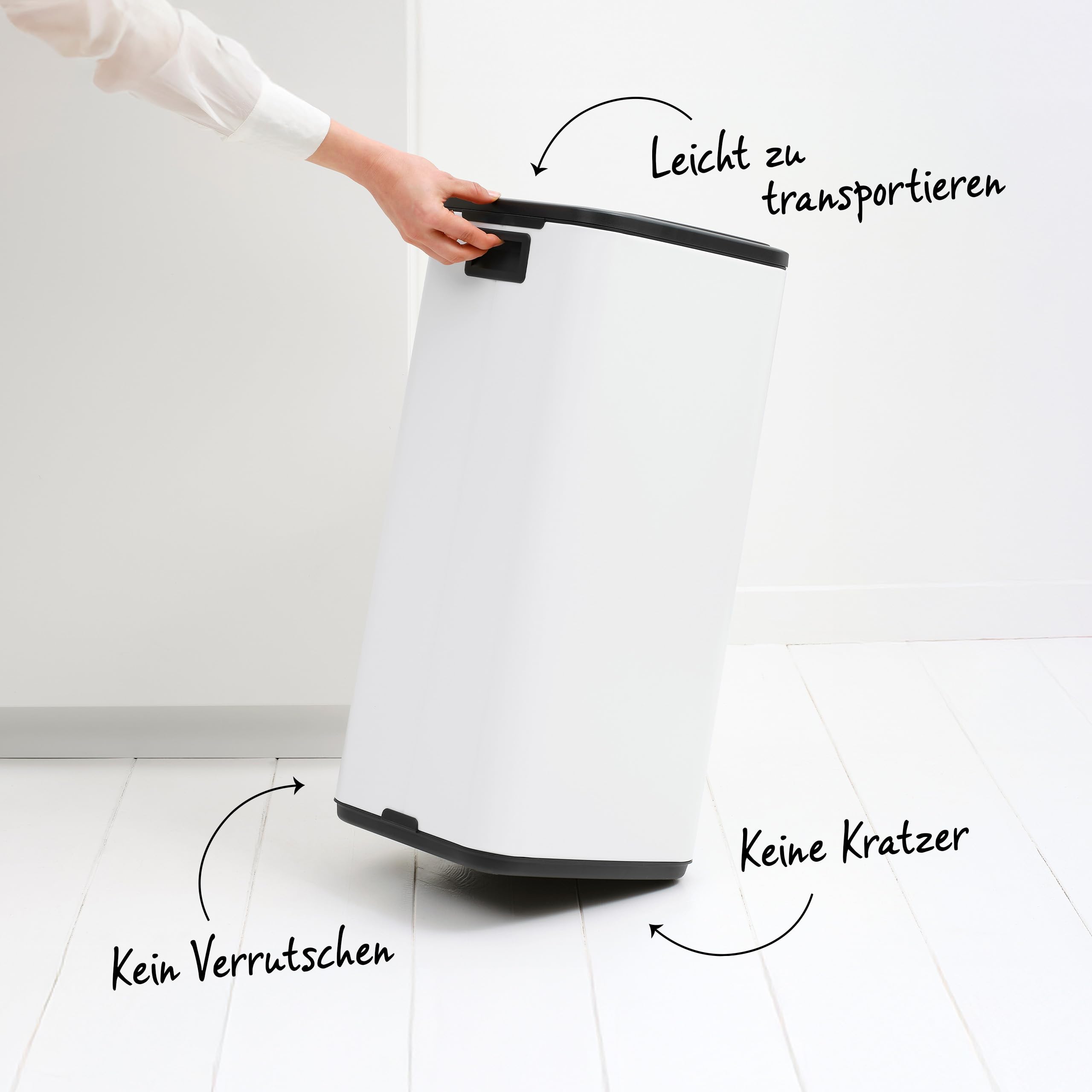 Brabantia Bo Touch Bin Küchenmülleimer 30 L (beige), platzsparender Abfalleimer mit Soft-Touch-Öñffnungssystem, leicht zu reinigender Inneneimer, Restmülleimer inklusive PerfectFit-Müllbeuteln