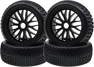 4PCS Treehobby 112mm X 43mm Rubber RC Wheel 17mm Hex Hub Wheels and Tires Set Compatible with 1/8 RC Buggy Off-Road Cars