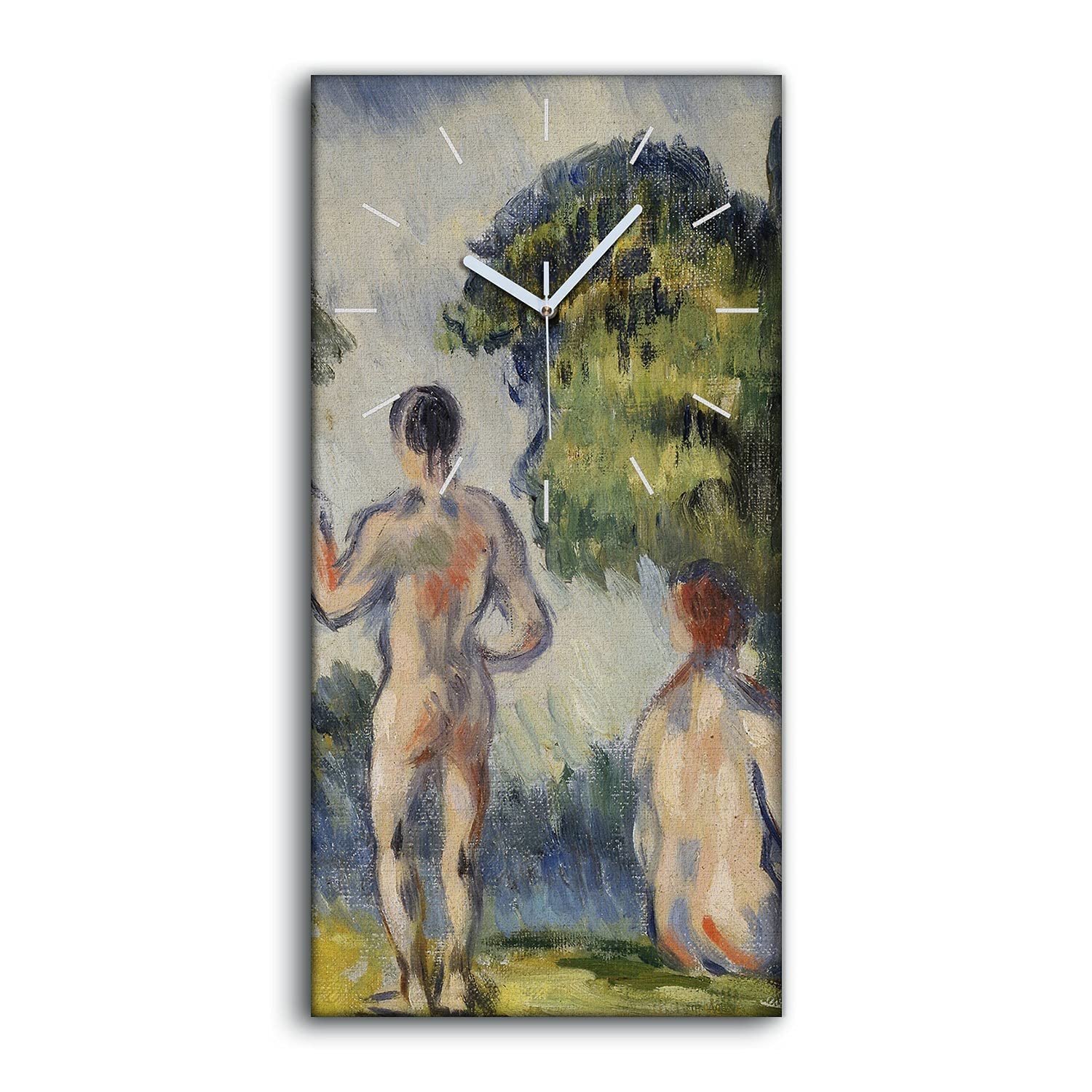Horloge sur Toile d'Art Moderne Mains Blanches Tableau Mural 30x60cm