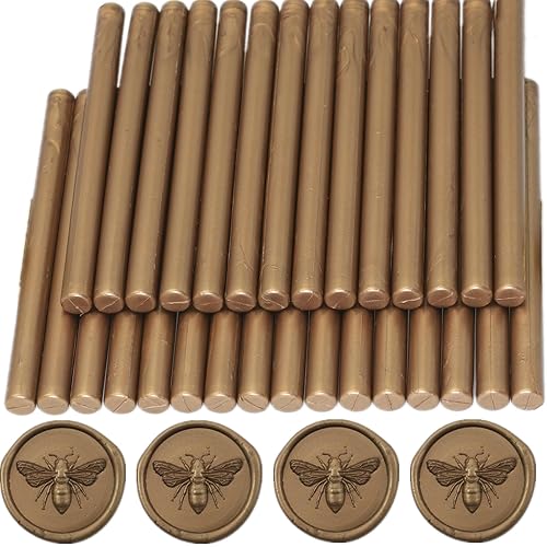 Miniatura 16 de 30 barras de sellado de cera de bronce, pistola de pegamento de oro antiguo para sello de cera, invitaciones de boda, sellado de letras de sobre