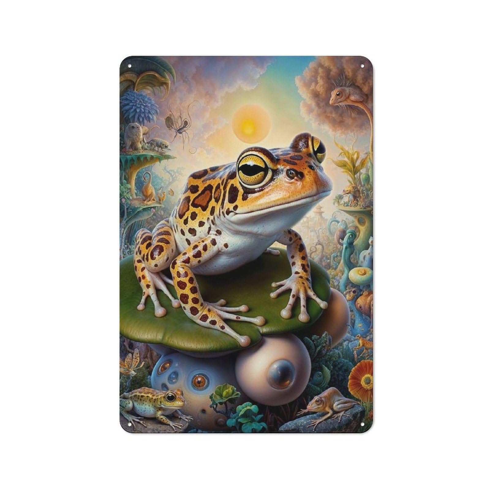 Junmoney Luminous Leopard Frog Retro Tin Sign 30X20cm For Living Room Or Hallway, Gift For Living Room Decor Lovers During The Christmas Season