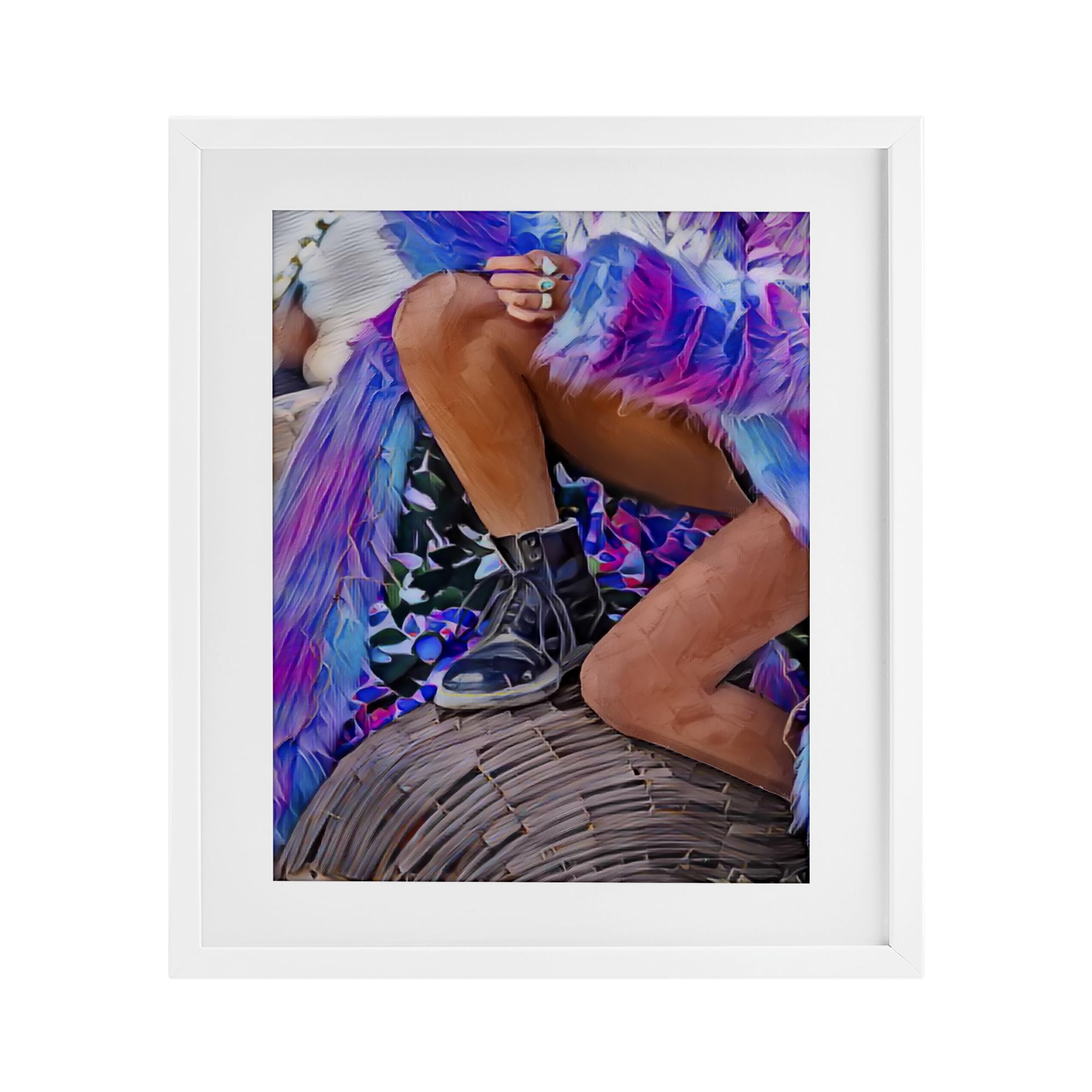 Stupell Industries Purple Fur & Boots White Framed Print Under Glass, design by Jesse Keith, 16 x 13