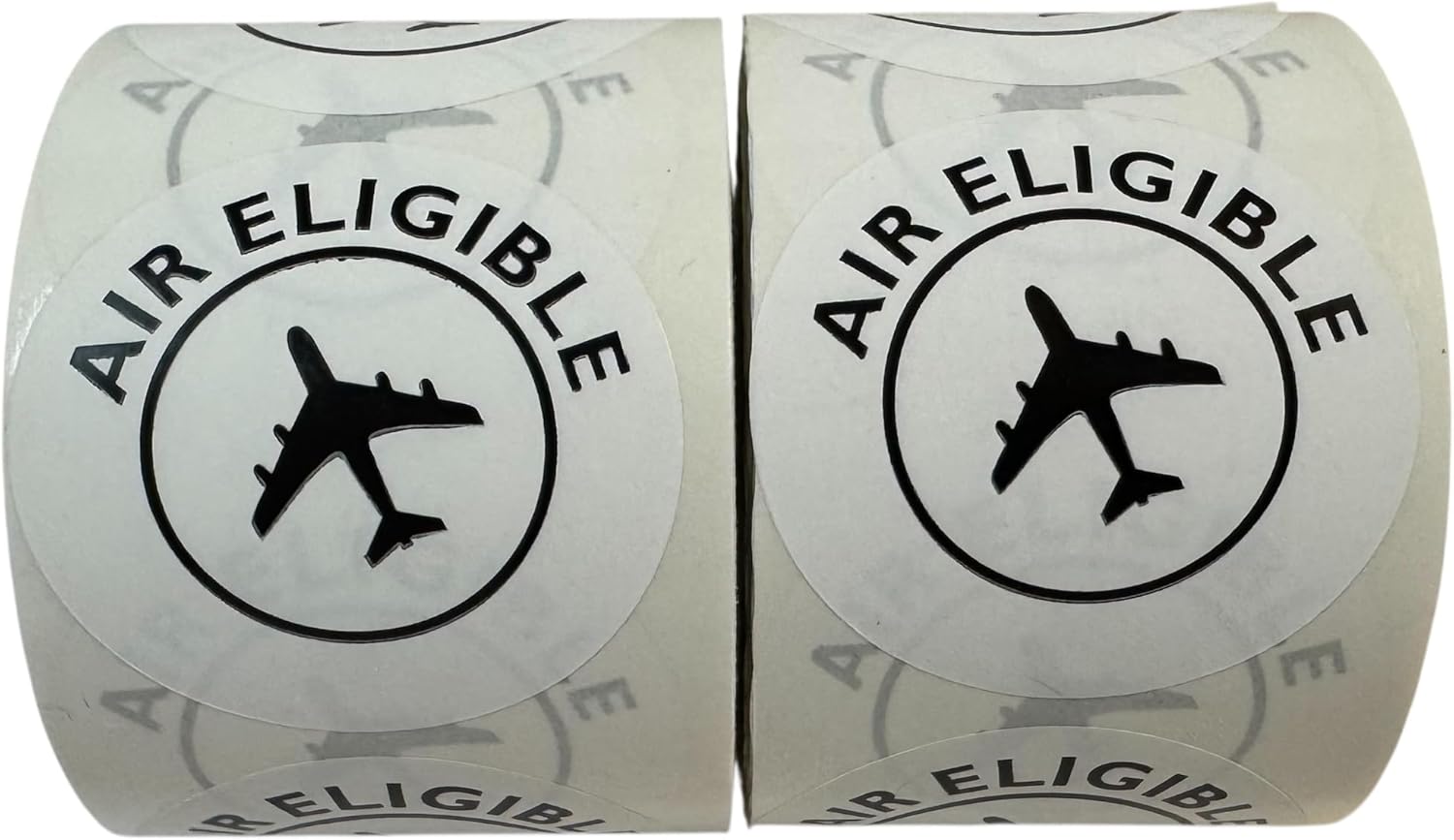 2” Round Air Eligible (with Plane Image) Adhesive Stickers – (2) Rolls 1,000 Labels Total for Shipping & Freight Packaging