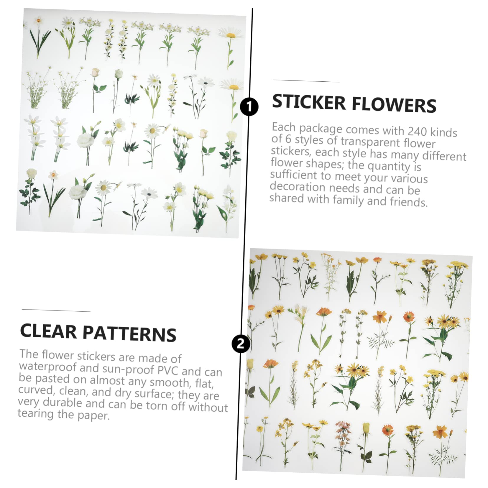 Operitacx 720piezas Stickers De Flores Para Scrapbooking Pegatinas Decorativas Autoadhesivas Para Diario Laptop y Manualidades Diseño Floral Para Creatividad y