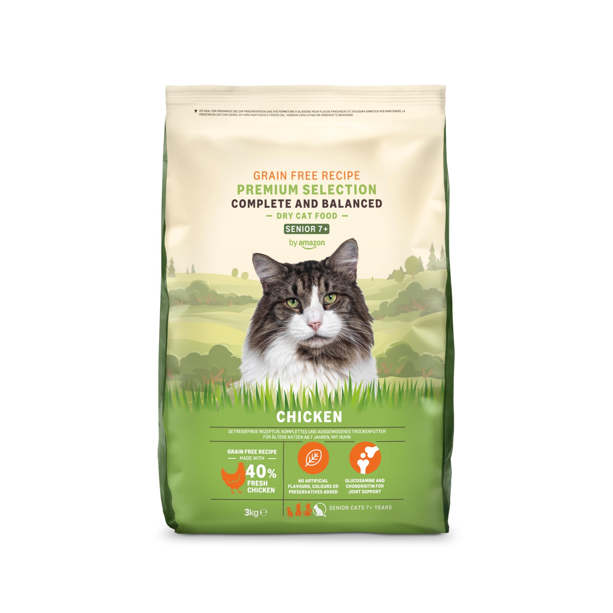 Amazon Brand - Lifelong - Grainfree Recipe Dry Cat Food (Senior) with Fresh Chicken - 3kg