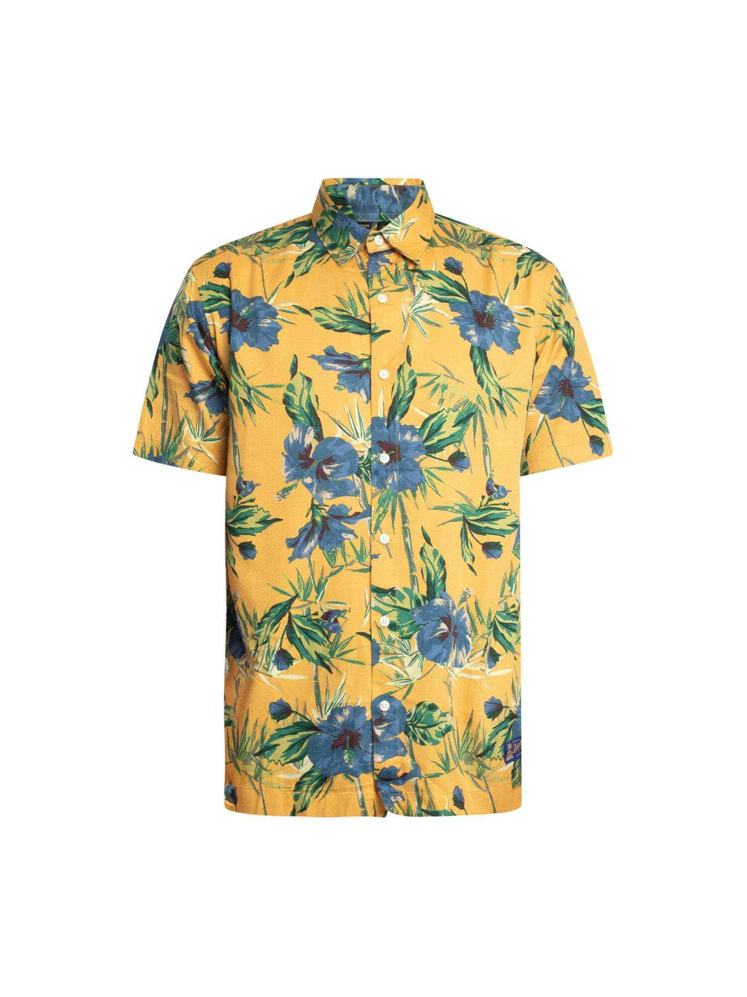 Superdry Men's Yellow Hawaiian Print Long Sleeve Shirt Xl