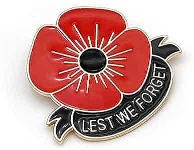 3Pcs Lest We Forget Badges, Remembrance Day Brooch For