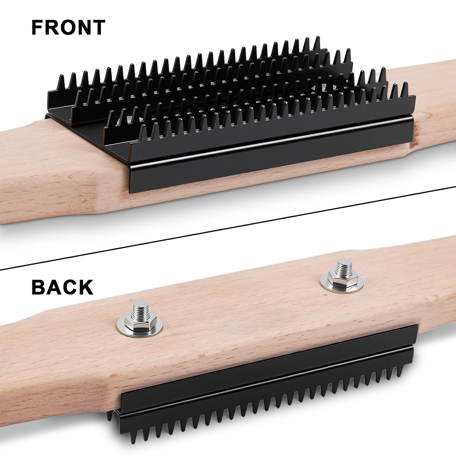 15" Buffing Wheel Rake with Safety Goggles Set for Wheels Cleaning | Polishing Rake with Wooden Handle and Stainless Steel Teeth to Clean Residual Polishing Compounds and Restore Wheel Condition