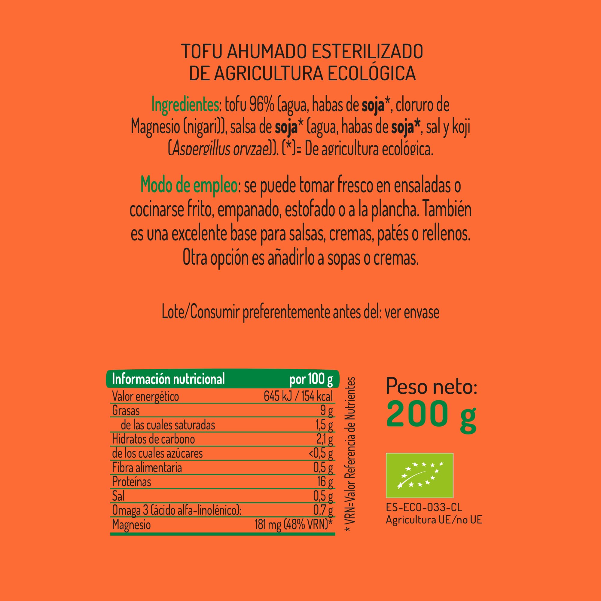 El Granero Integral - Tofu Ahumado - 2 Unidades de 100 g - Fuente de Proteínas y Ácidos Grasos Omega-3 - Rico en Magnesio - 100% Vegetal - Sin Gluten - Apto para Veganos