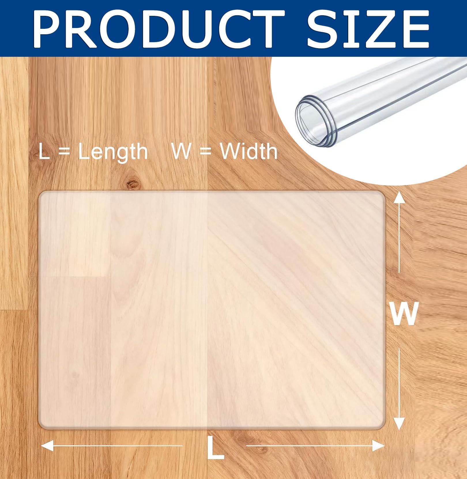 Alfombrilla Transparente Protector Suelo para Silla Oficina Antiarañazos | Antideslizante fabricada en PVC resistente de 2 mm protege pisos duros, parquet y baldosas(Transparent,35"x55"/90x140cm)