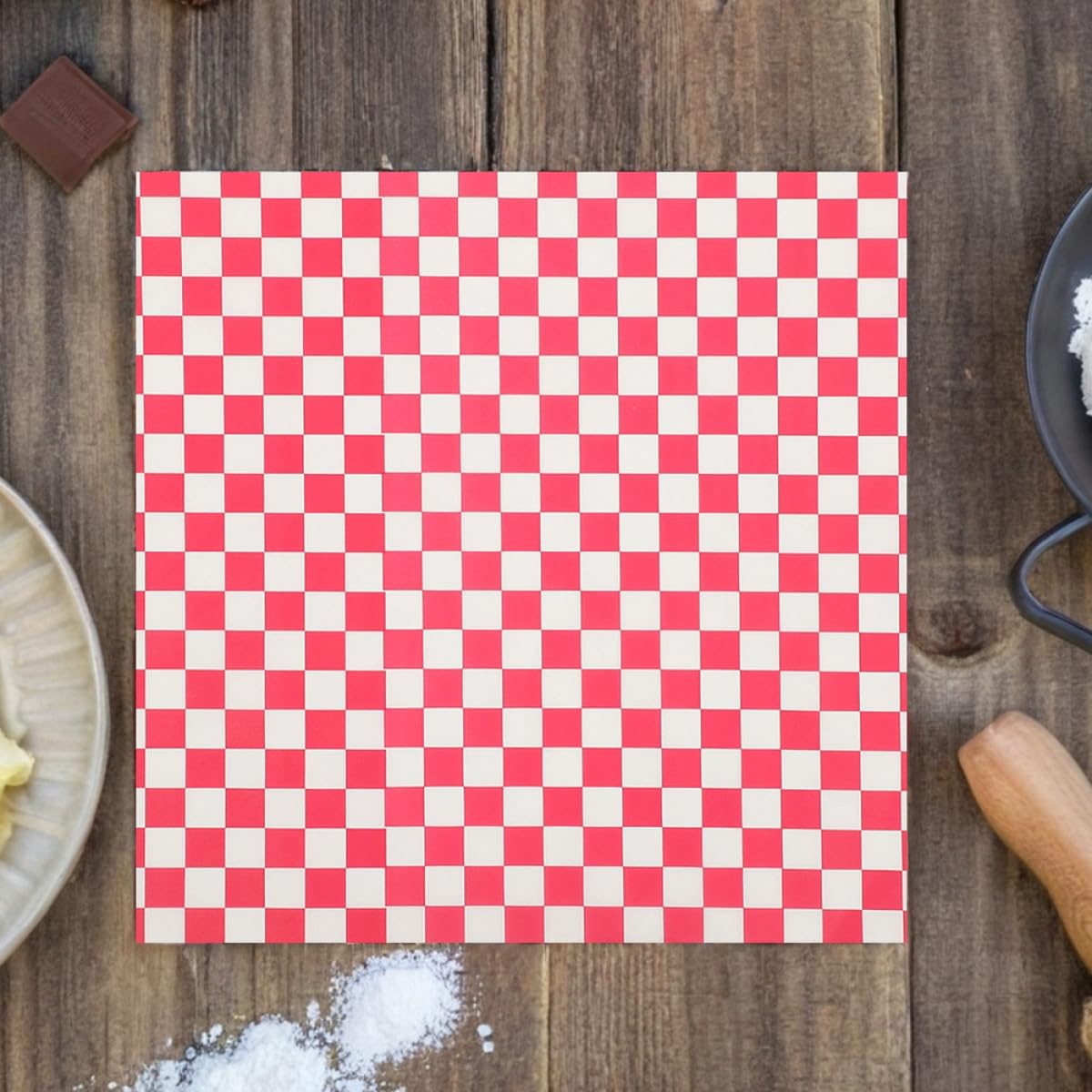 100 Hojas de Papel para Hornear Diseño Cuadriculado, Papel Resistente al Aceite para Sándwiches y Hamburguesas, Adecuado para Picnics y Barbacoas Color Aleatorio