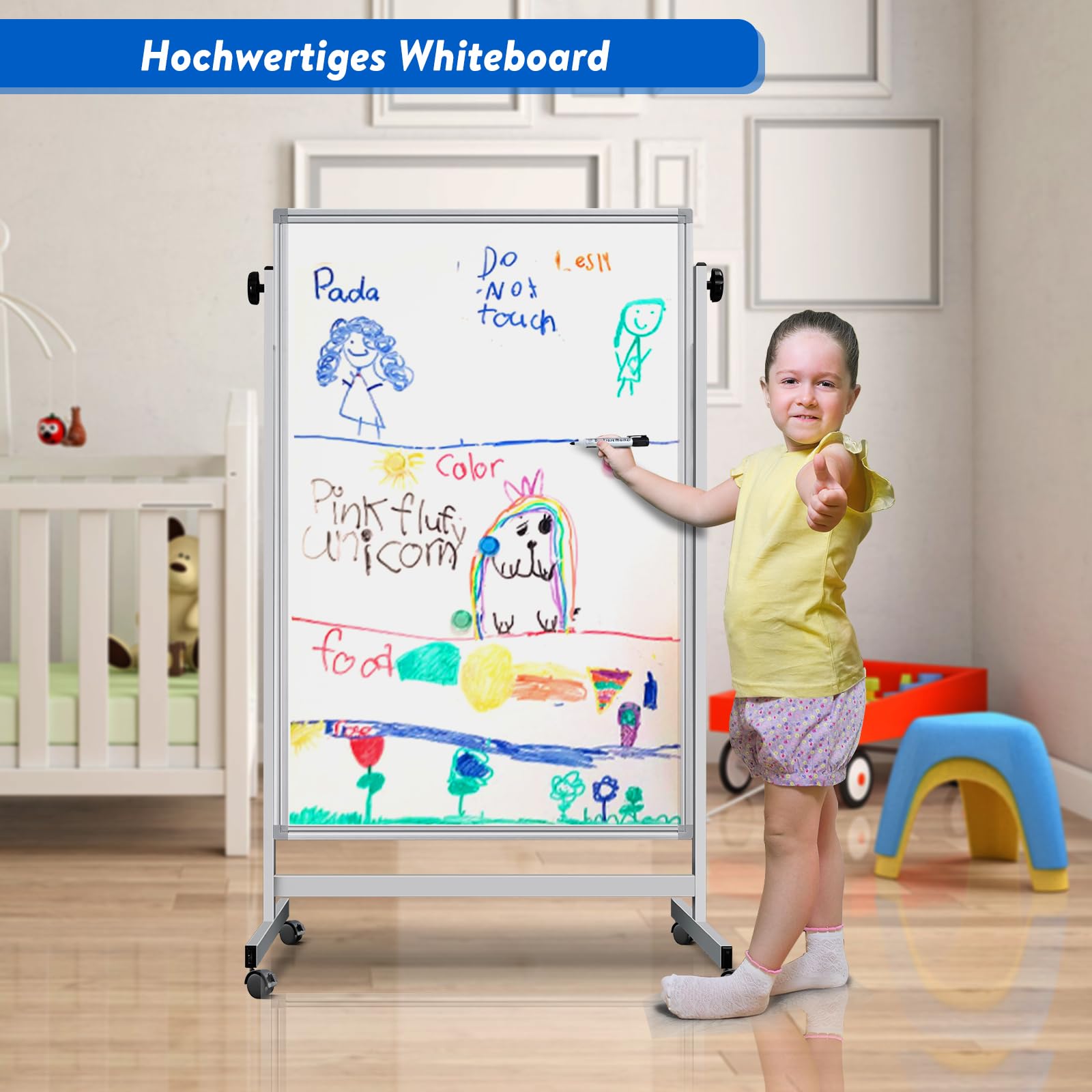 maxtek mobiel whiteboard, 120 x 80 cm