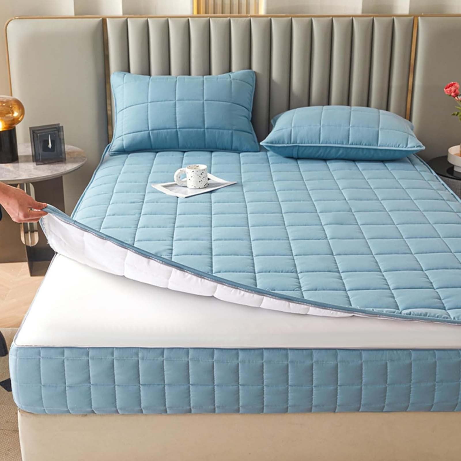 Cubrecolchón de cama doble con cremallera, sábana bajera transpirable y funda protectora, 4200 x 220 x 25 cm