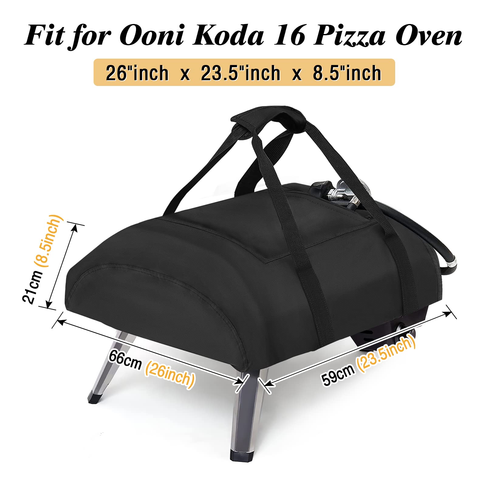 Housse de four à pizza pour Ooni Koda 16, étanche 600D, sac de transport en tissu Oxford, fours à pizza avec nouvelle poche supérieure zippée, accessoires pour four à pizza - Noir