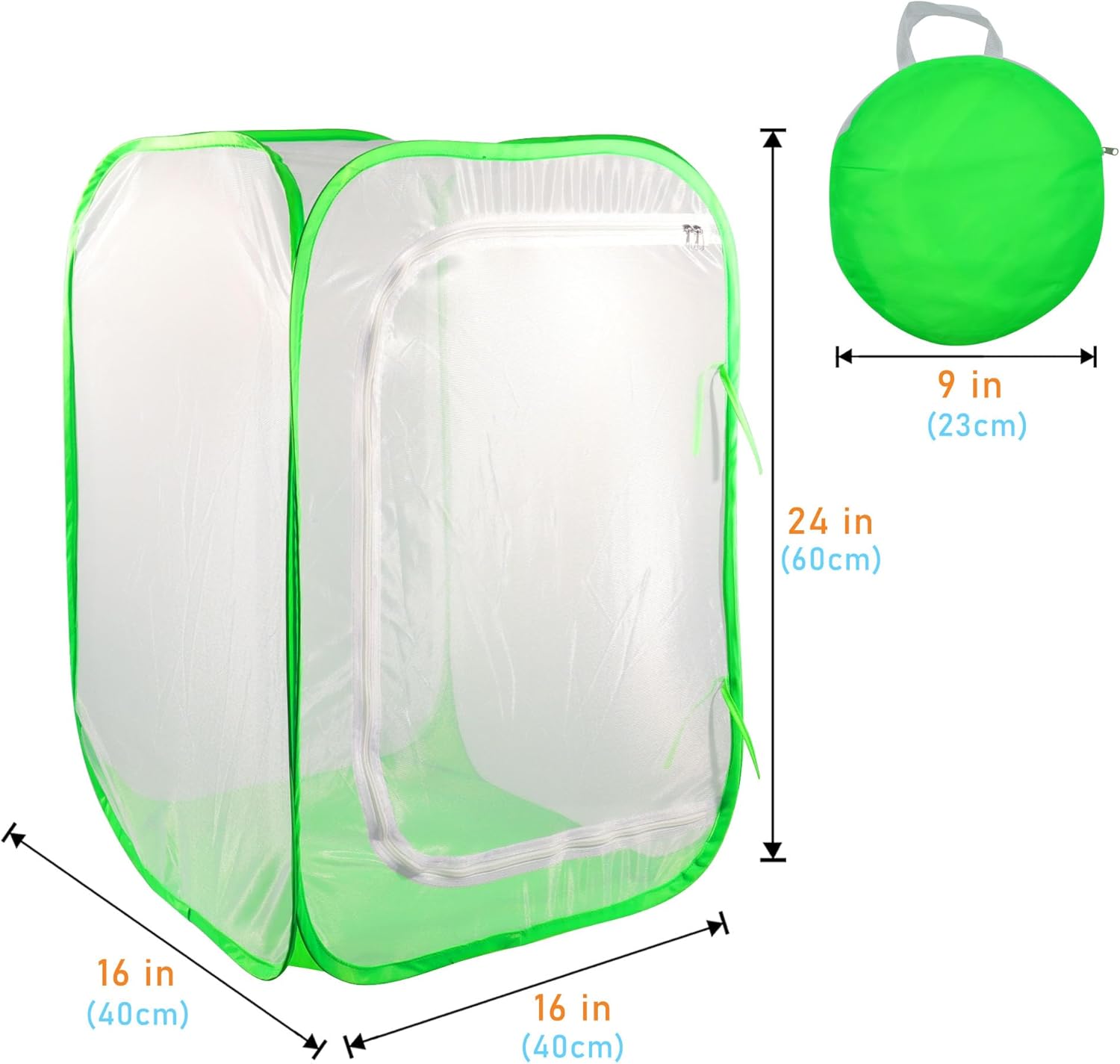 mesh plant tent enclosure, pop-up cage plant cover, outdoor garden protection guard for pests, bird, pest (16 x 16 x 24 inches) 16" x 16" x 24"