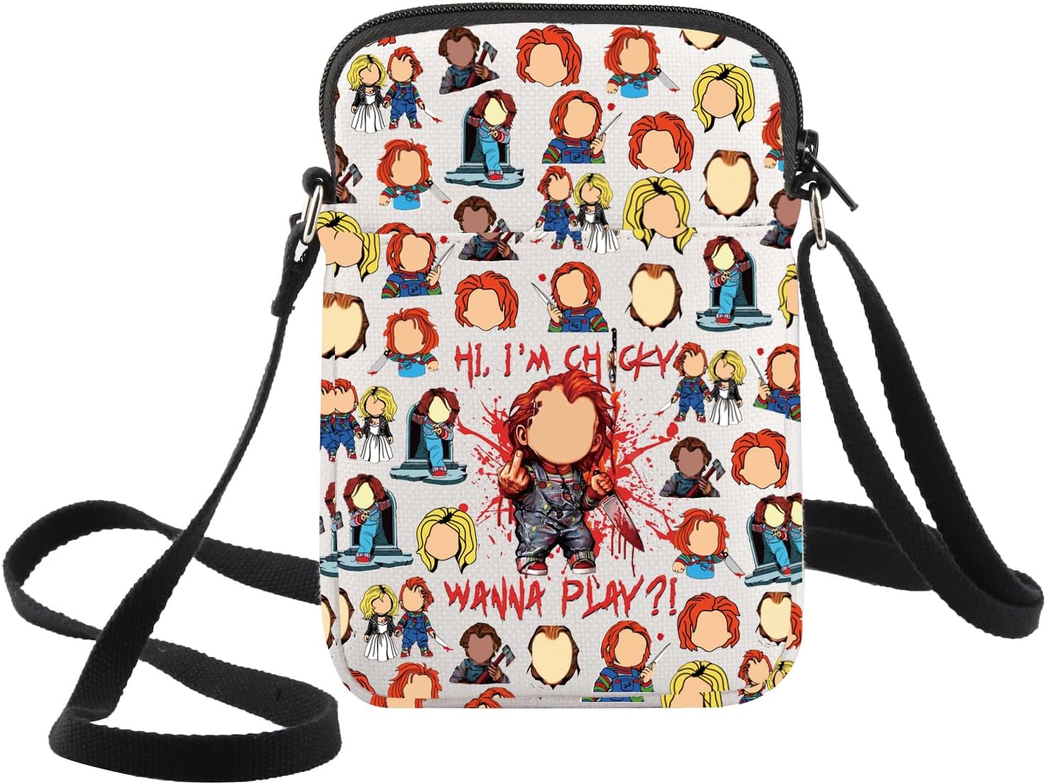 WZMPA Killer Doll Bride Fans Crossbody Bag Horror Gift Wanna Play Don't Call Me Sweetie Shoulder Bag Evil Doll Merchandise