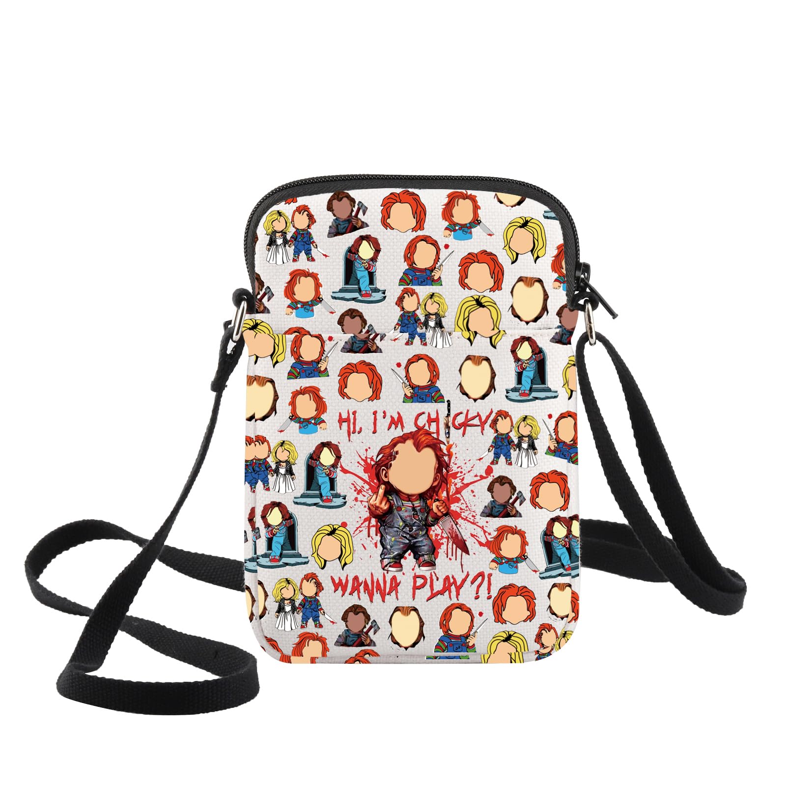 WZMPA Killer Doll Bride Fans Crossbody Bag Horror Gift Wanna Play Don't Call Me Sweetie Shoulder Bag Evil Doll Merchandise