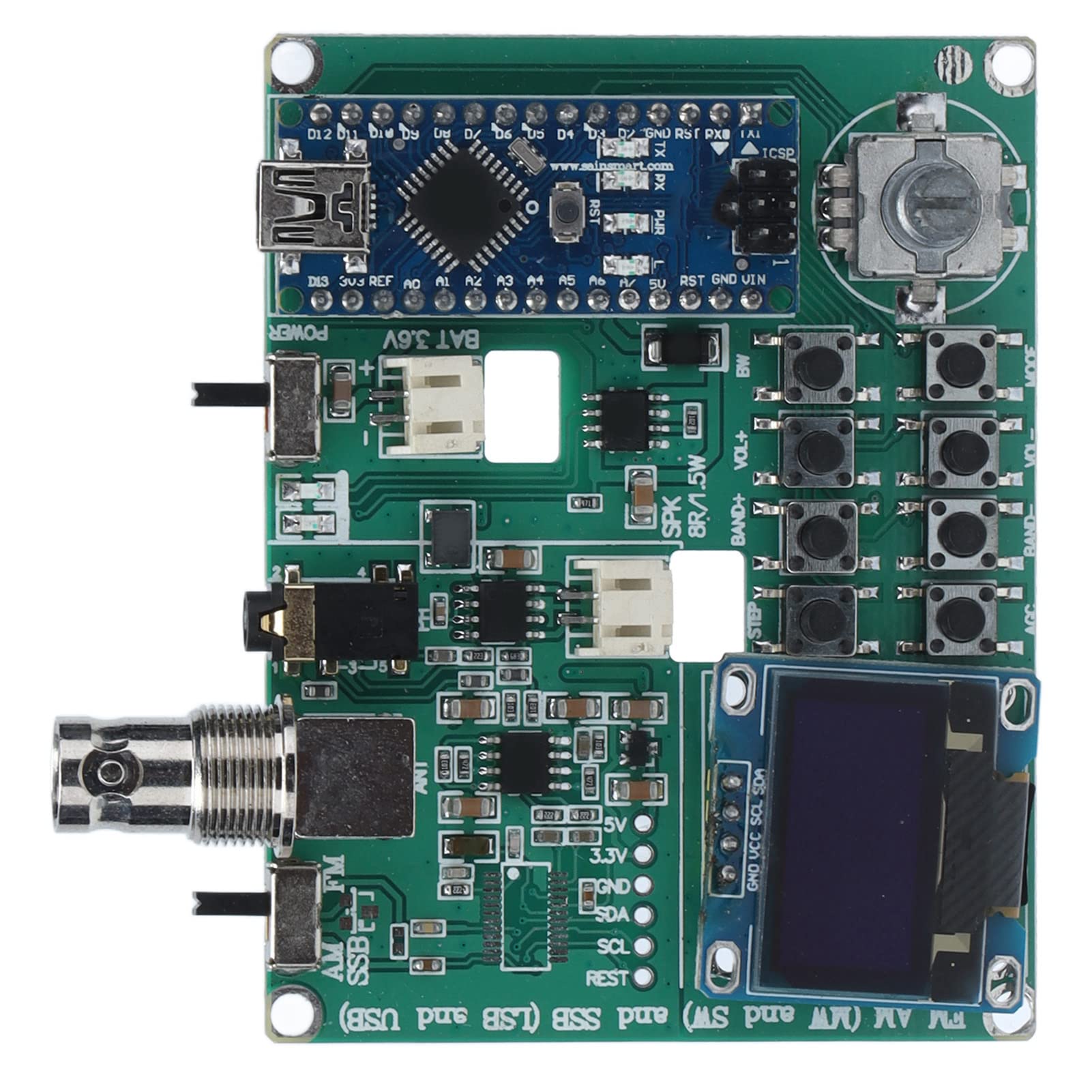 SI4732 Modulo ricevitore audio radio Scheda FM AM SW SSB fai da te con interfaccia antenna BNC di ricarica USB per appassionati di radioamatori e hobbisti di elettronica