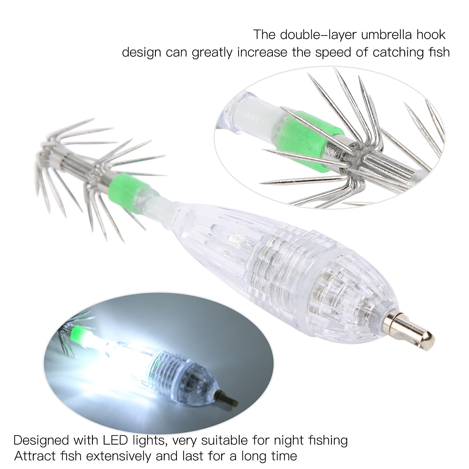 tomvorks LED Squid Hook Light Bait Fishing Lamp for Offshore Night Fishing