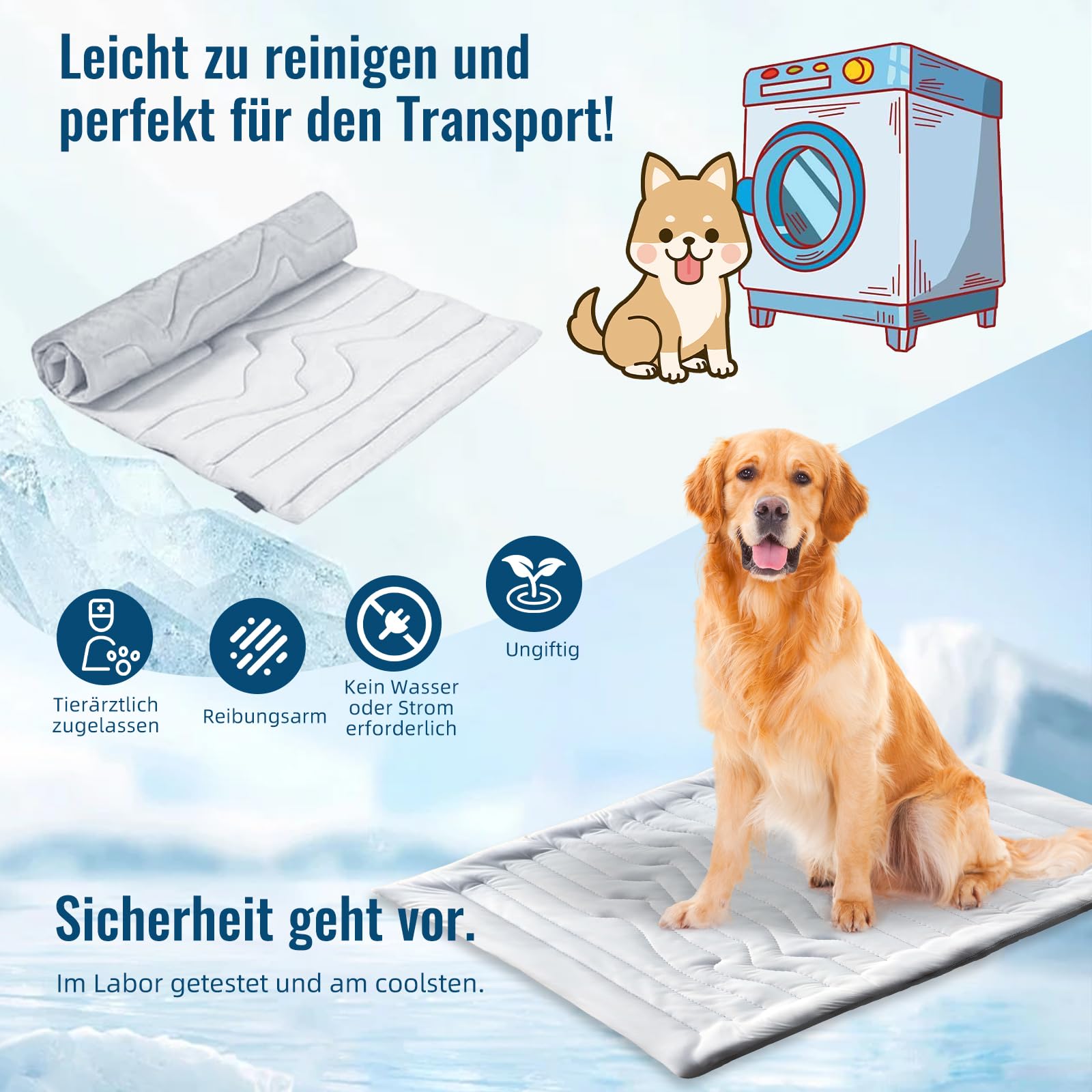 Tappetino refrigerante per cani, per esterni, coperta termica per dormire, resistente e impermeabile, per cani e gatti in estate, non necessita di acqua o raffreddamento (102 x 150 cm)