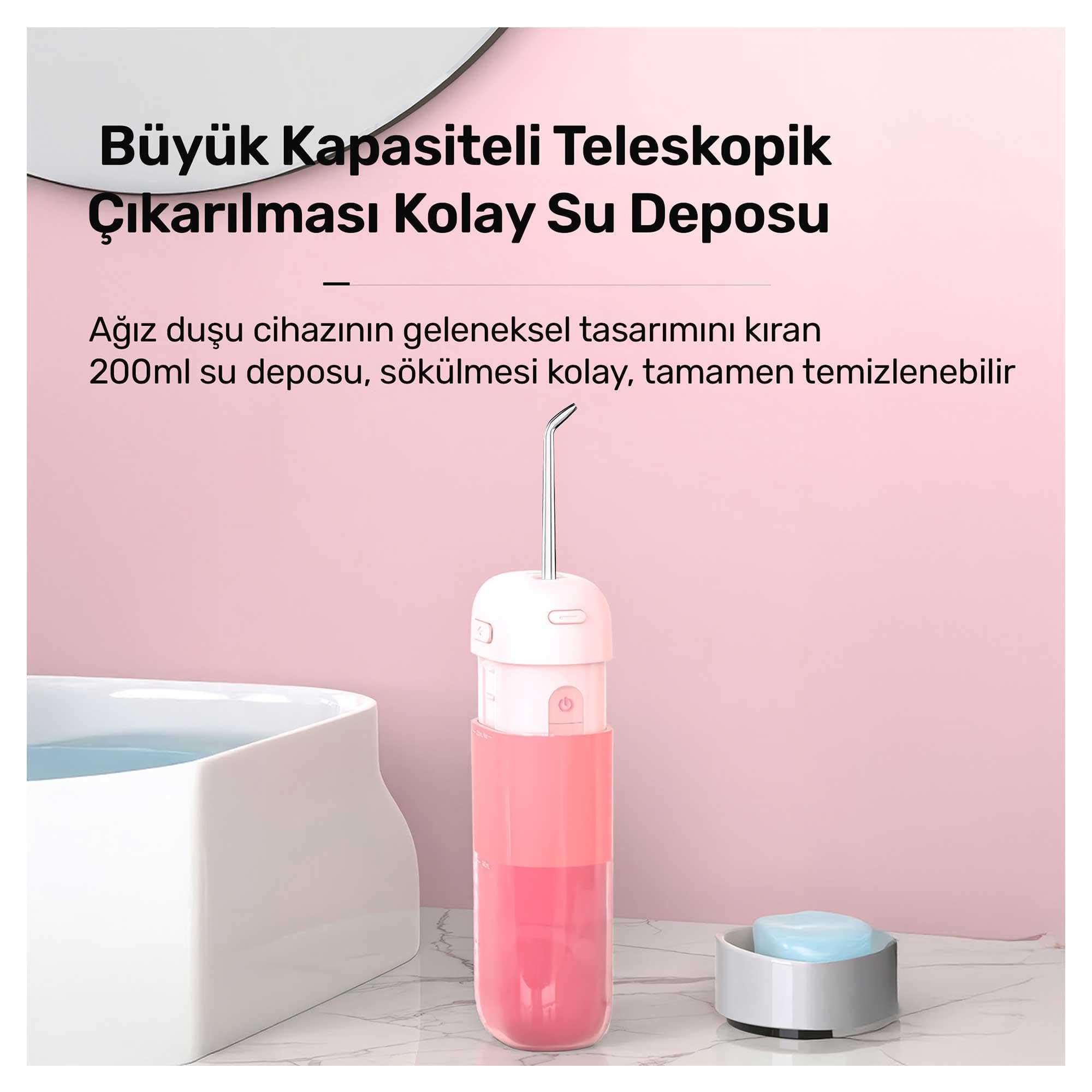 NPO Nicefeel FC5170 Mini Taşınabilir,Şarjlı, Diş Teli/Protez Bakım ve Profesyonel Ağız Duşu (Pembe)