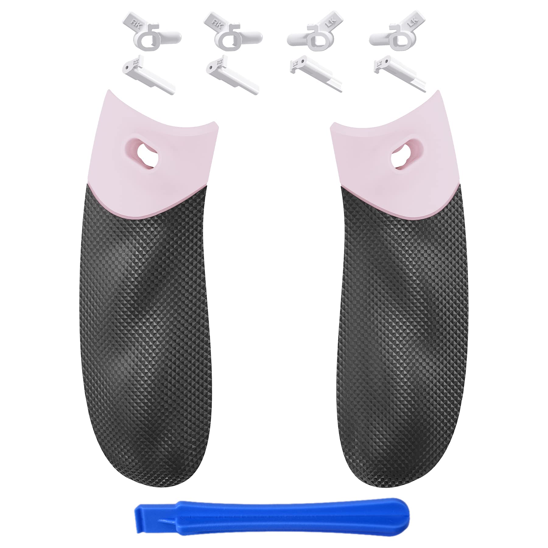 eXtremeRate Flexor Trigger Stop Kit per controller Xbox Series X/S, struttura antiscivolo, impugnatura in gomma e trigger Stopper Grips Kit per Xbox Core Controller Diamond Textured Pink