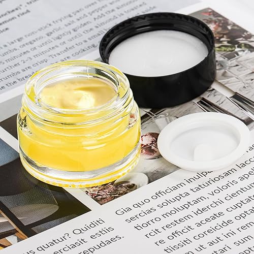 Miniatura 7 de Coloch Paquete de 90 frascos de vidrio vacíos de 0.17 onzas líquidas con tapa negra, recipiente transparente hermético para cosméticos, loción,