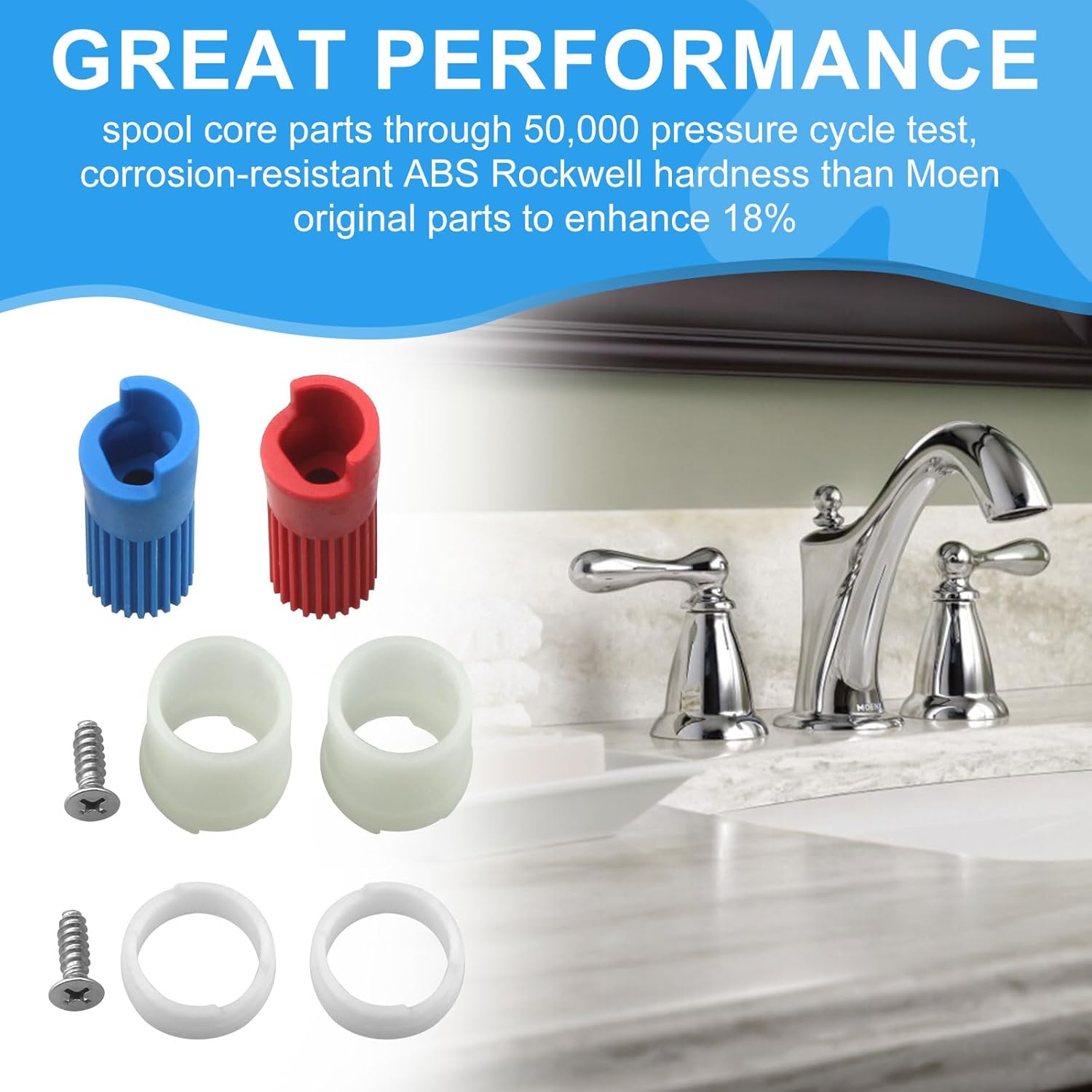 97479 Stem Extension Kit - 2 Pack for Moen Monticello Widespread Bathroom Faucet | Precision Fit Replacement Sink Faucets Cartridge & Leak Repair Kit