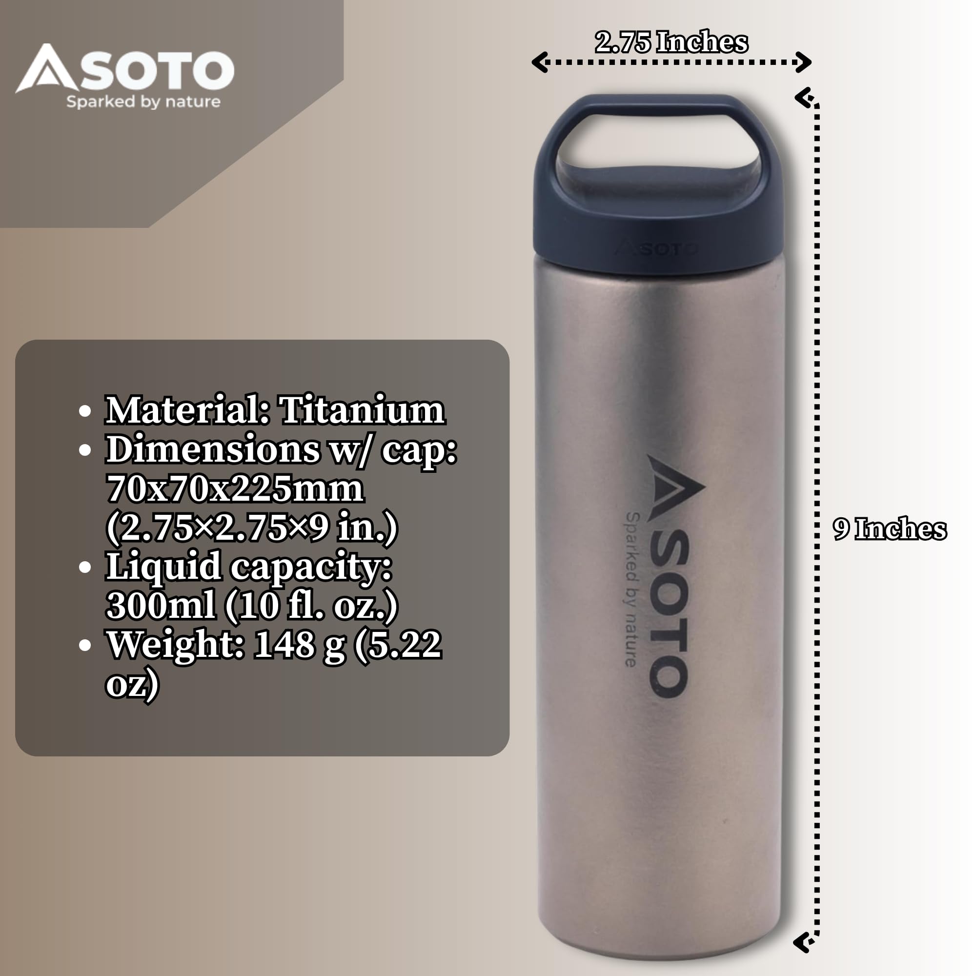 Amazon.co.jp: SOTO(ソト) キャンプ 水筒 ボトル チタンボトル300 ST