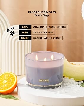 96NORTH Luxury Palo Santo + Pine and White Sage Candles | 3 Wick Jar Candles | Relaxing Aromatherapy Aesthetic Candle
