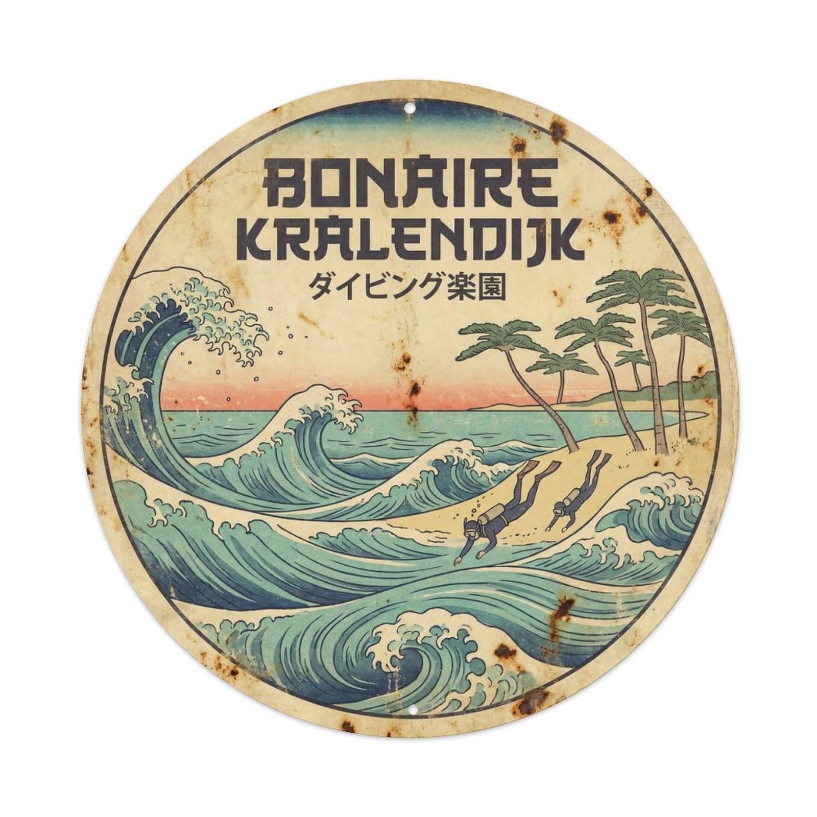 Bonaire Kralendijk Caribbean Island Vintage Woodcut Metal Tin Sign