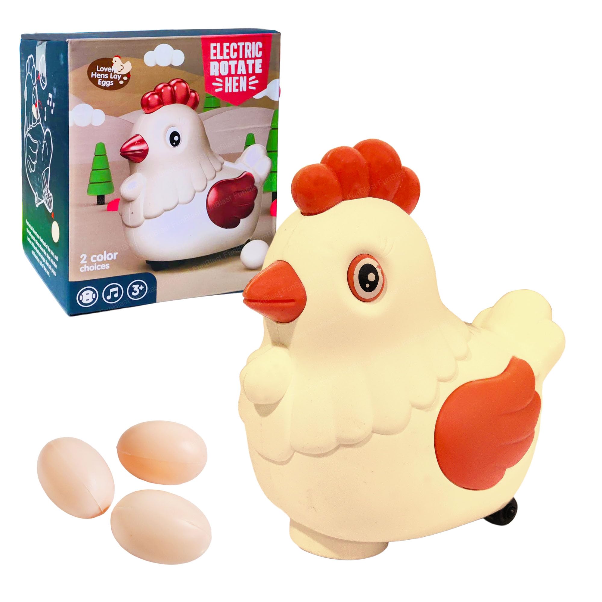 FunBlast Hen Lay Eggs Toy for Kids - 360 Degree Rotation B/O Toys for Kids, Light and Sound Toys for Kids, Bump and Go Walking Duck Egg Laying Toy for 3+ Year Old Kids, Boys, Girls (Random Color) (B0D4DZJQ6G) Amazon Price History, Amazon Price Tracker