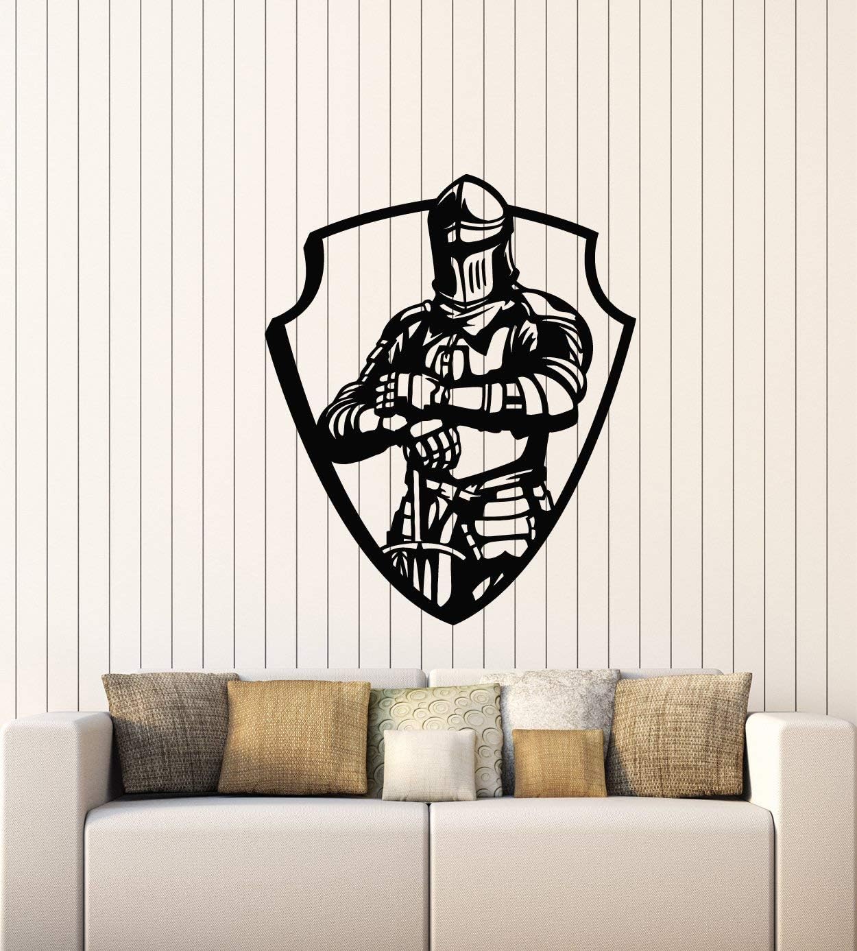 WallStickers4ever Large Vinyl Wall Decal Shield Warrior Knight Sword Military Decor Stickers Mural (g4685) Black
